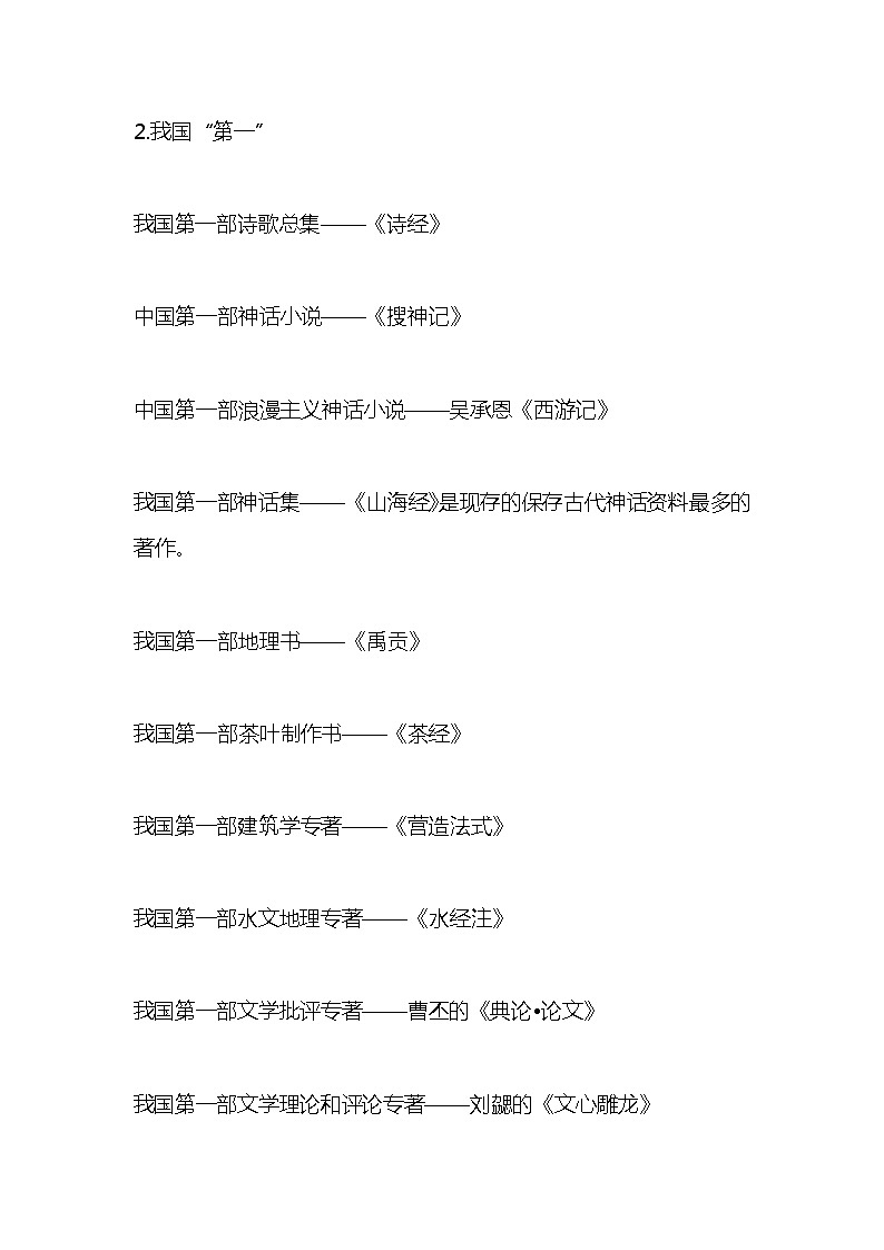 部编版语文小升初汇总小学百科知识汇总 试卷02