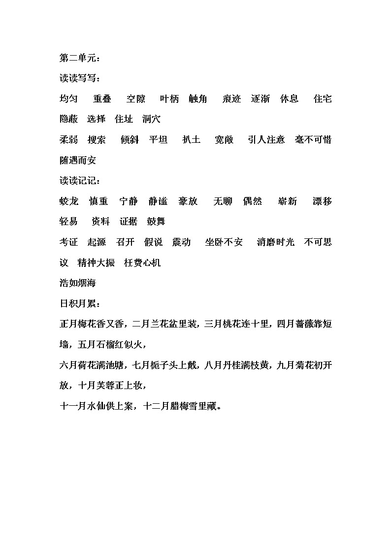部编版四年级上册语文词语盘点、日积月累 试卷02