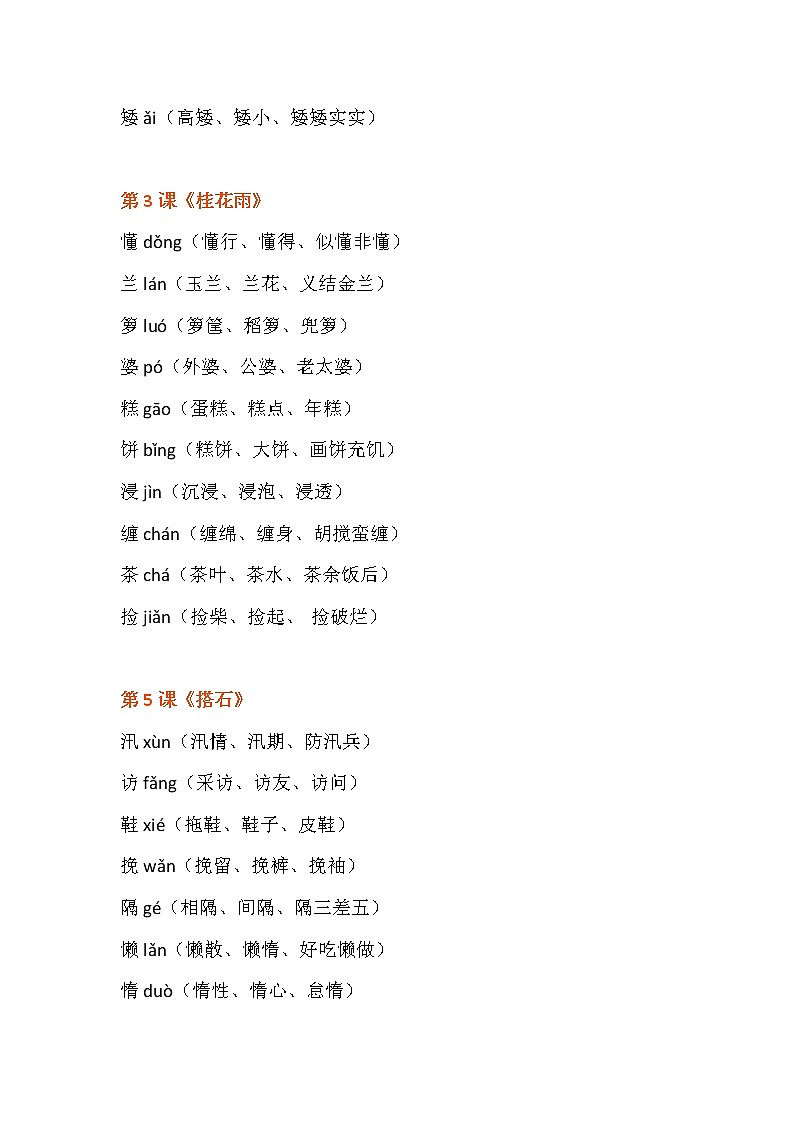 部编版语文五年级语文上册每课生字词（扩词）第2页