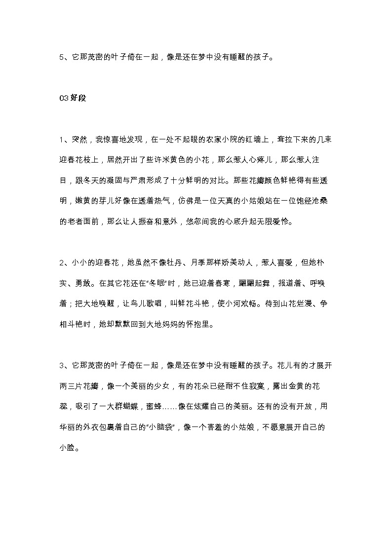 部编版语文小升初汇总描写春花的好词好句好段汇总 试卷02