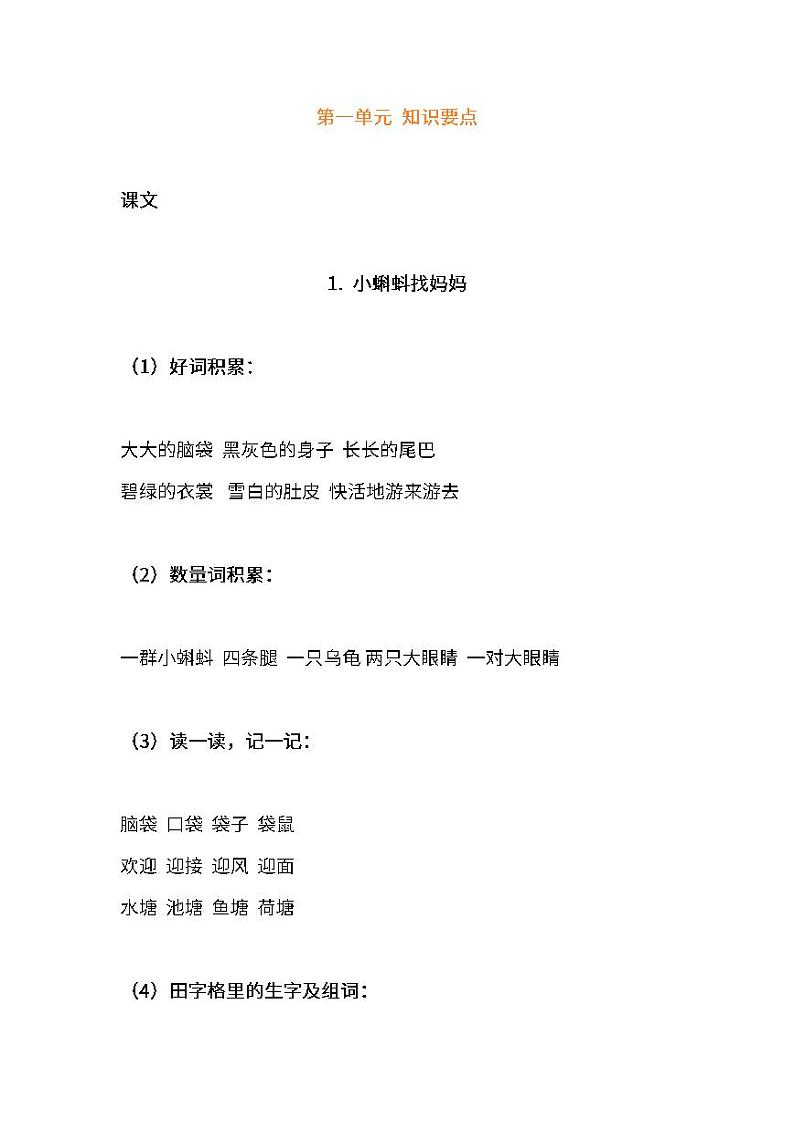 部编版语文二年级（上）知识梳理第1页