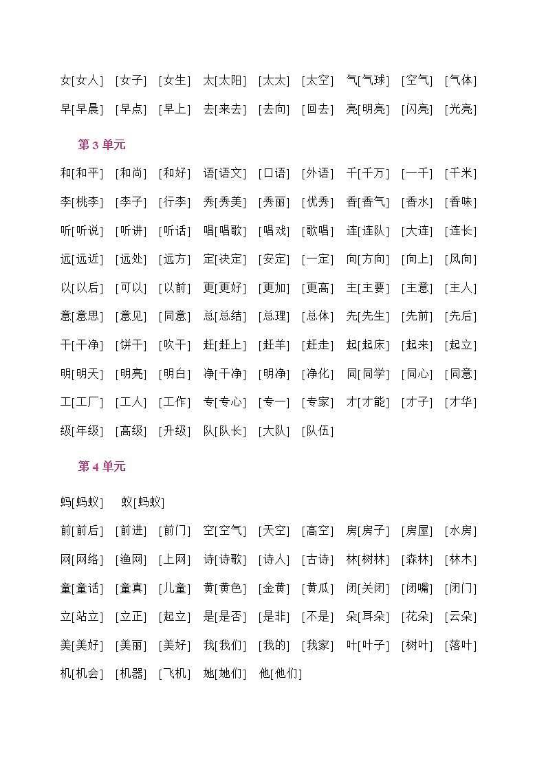 部编版一年级语文下册总复习资料(整理得很不错) 学案02