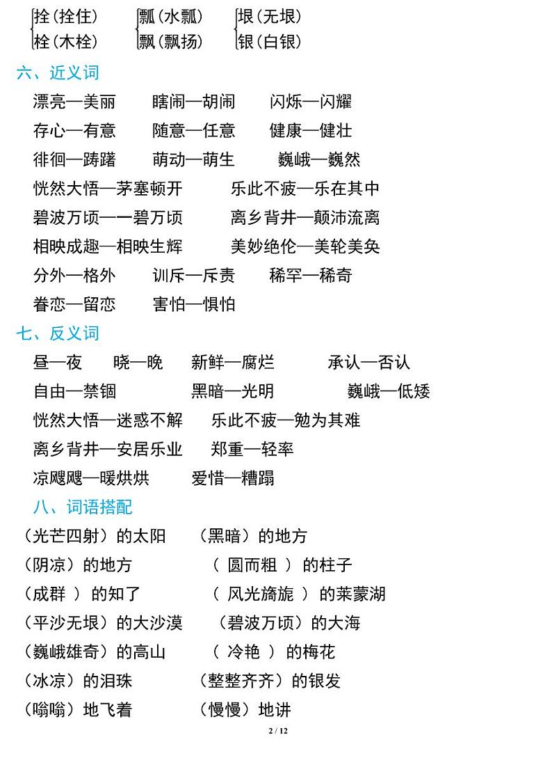 部编版五年级语文下册期中复习知识要点02