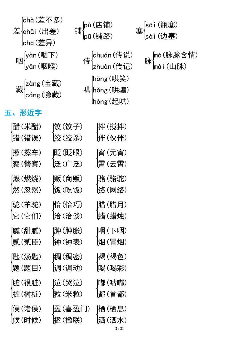 部编版六年级语文下册期中复习知识要点02