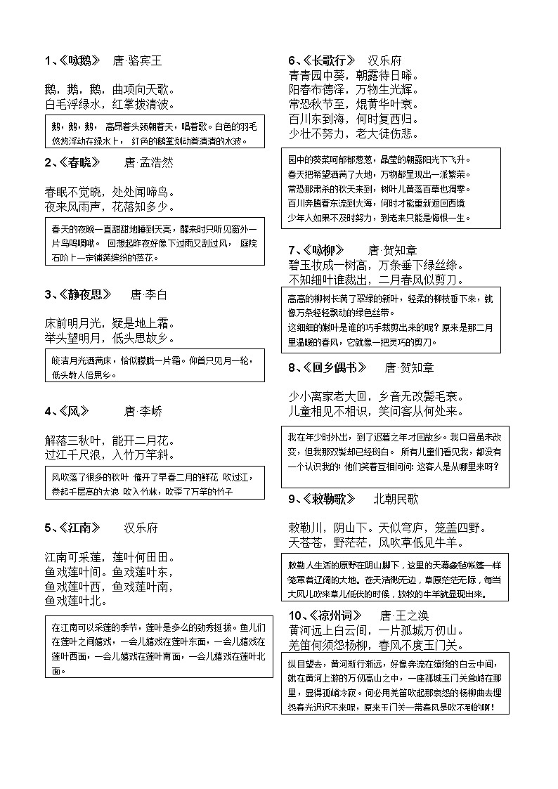小升初语文.必考75首古诗及译文汇总积累必考必背二【重点】 试卷01