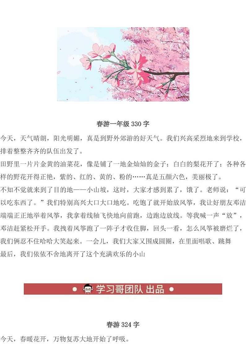 小升初关于春游的小学作文范文大汇总--3-24第1页