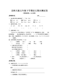 北师大版小学五年级语文下册期末测试题及答案