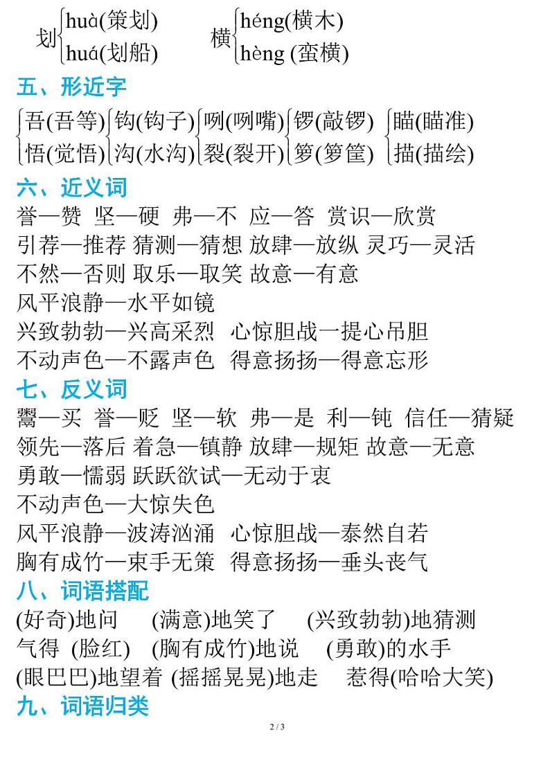 部编版小学语文五年级下册第六单元知识点总结02