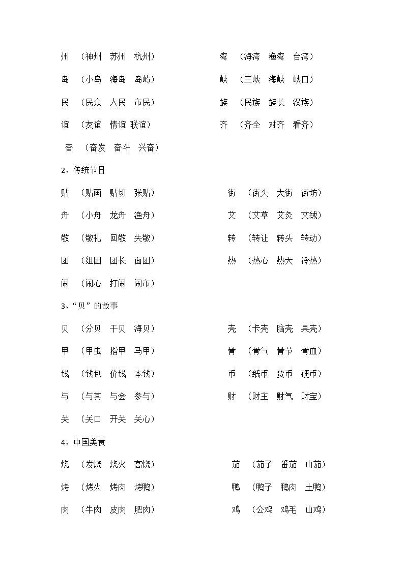 部编版二年级下册语文生字表组词第3页