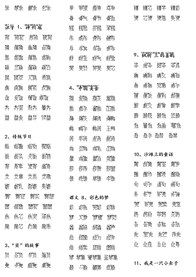 部编版二年级语文下册生字组词（带拼音） 学案02