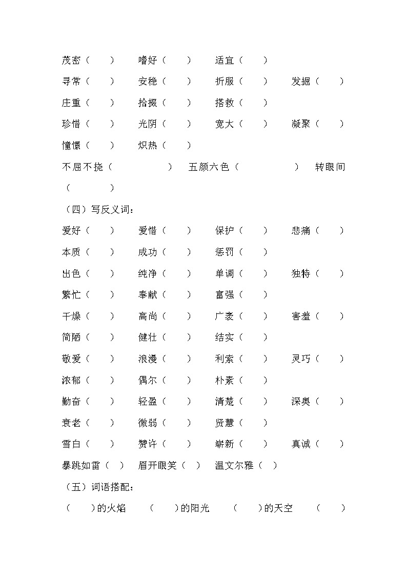 六年级词语总复习练习题（无答案）第3页