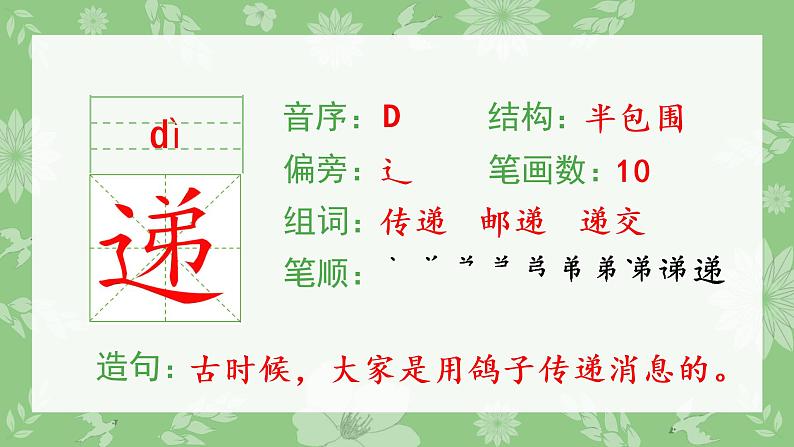 人教部编版语文二年级下册 3 开满鲜花的小路（生字+听写）PPT课件04