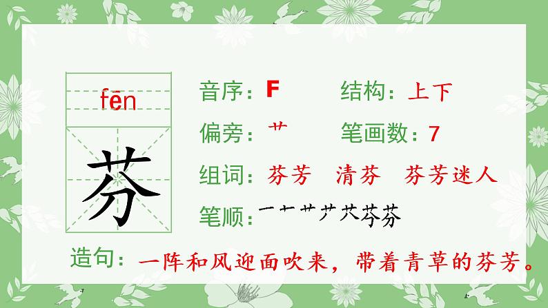 人教部编版语文三年级下册 13 花钟（生字+听写）PPT课件03