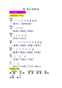 部编本语文一年级下册第一单元知识汇总