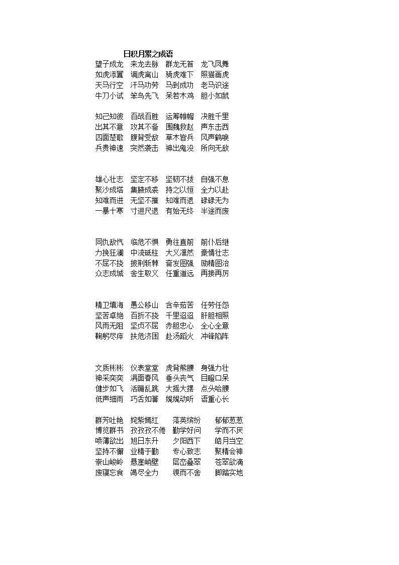 小升初语文日积月累复习成语 学案01