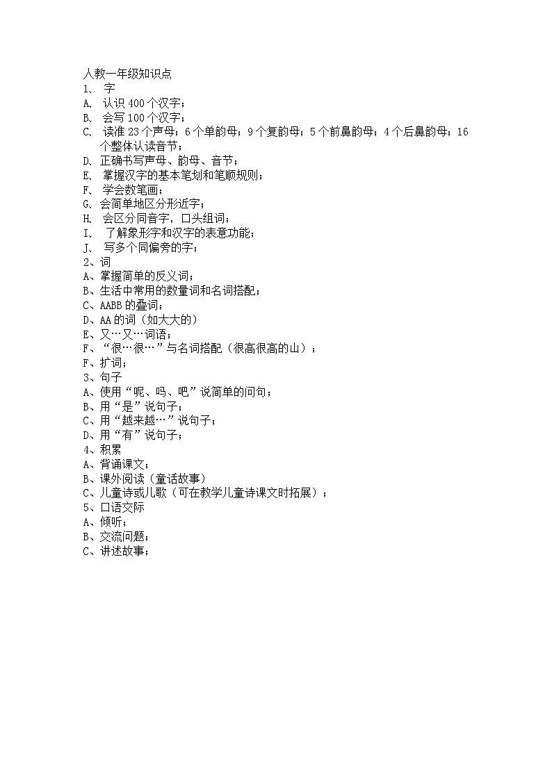 部编版一年级语文下册知识点01