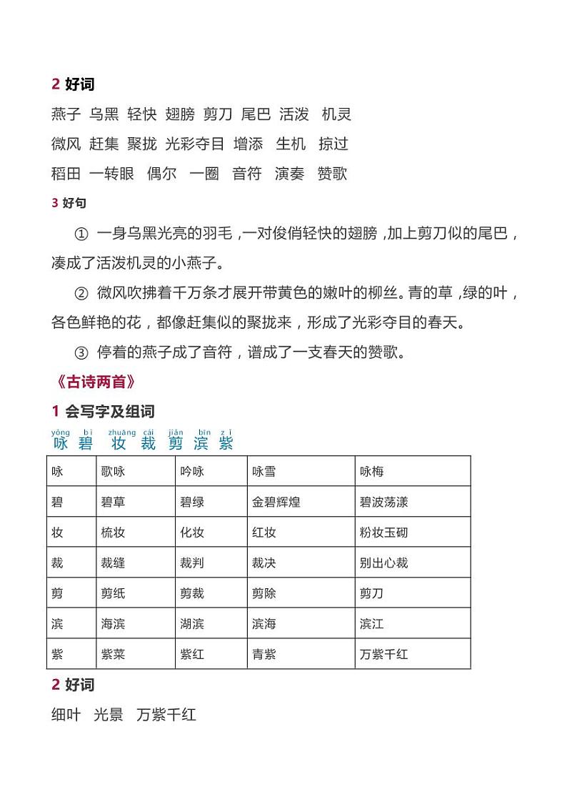 人教三年级语文下册期末要点归纳第2页