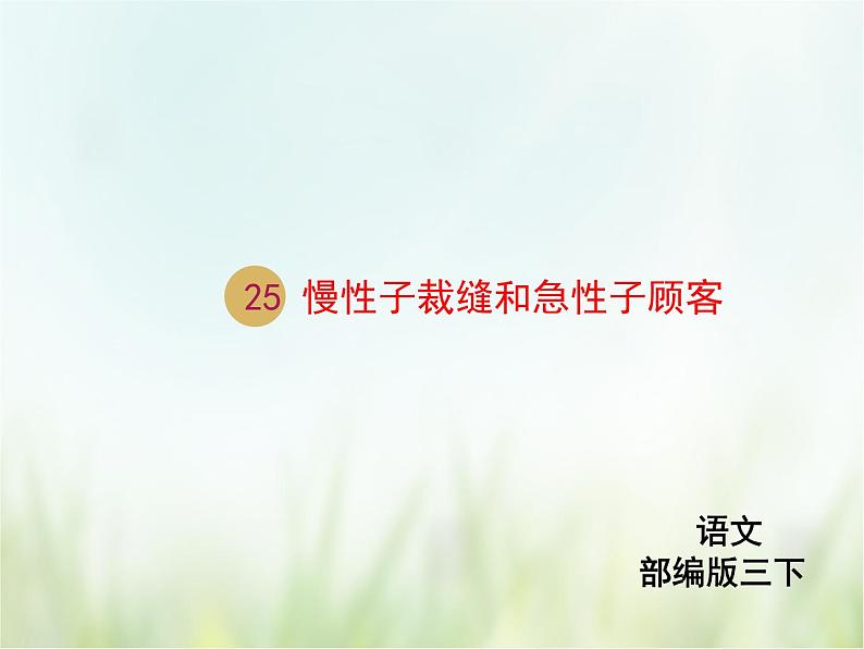 人教部编版语文三年级下册  25慢性子裁缝和急性子顾客    课件01