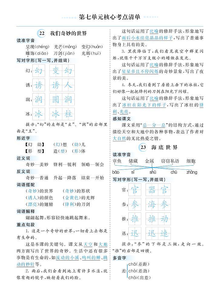 第七单元核心考点清单第1页