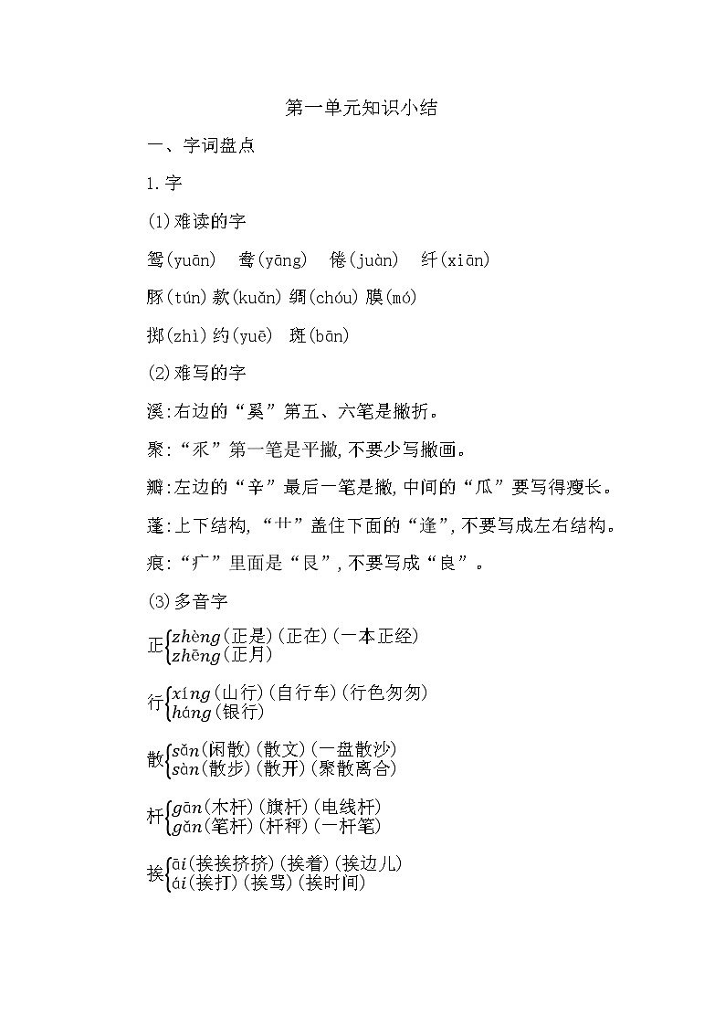 第一单元知识小结第1页