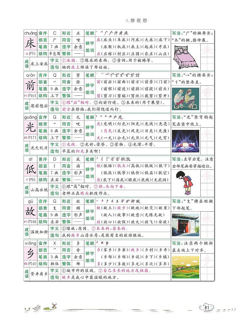 部编版语文一下：8 静夜思 教材解读（含随堂练习）02