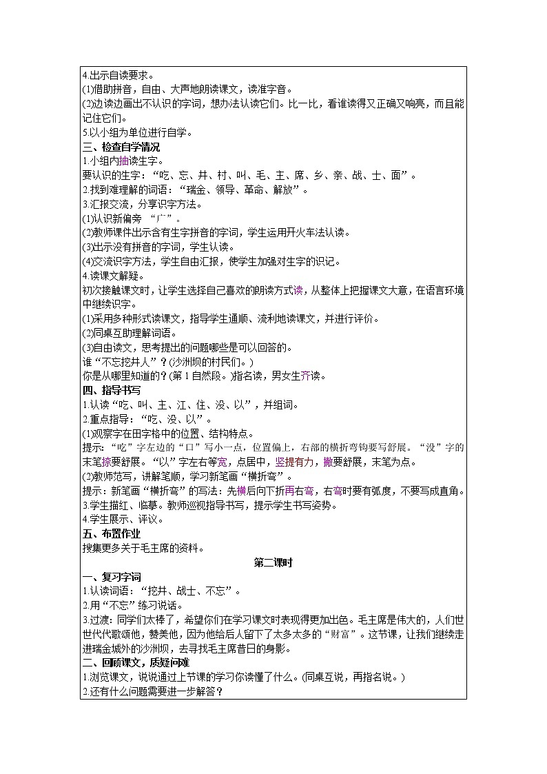 2021部编版语文一年级下册 第2单元 1.吃水不忘挖井人 教案02