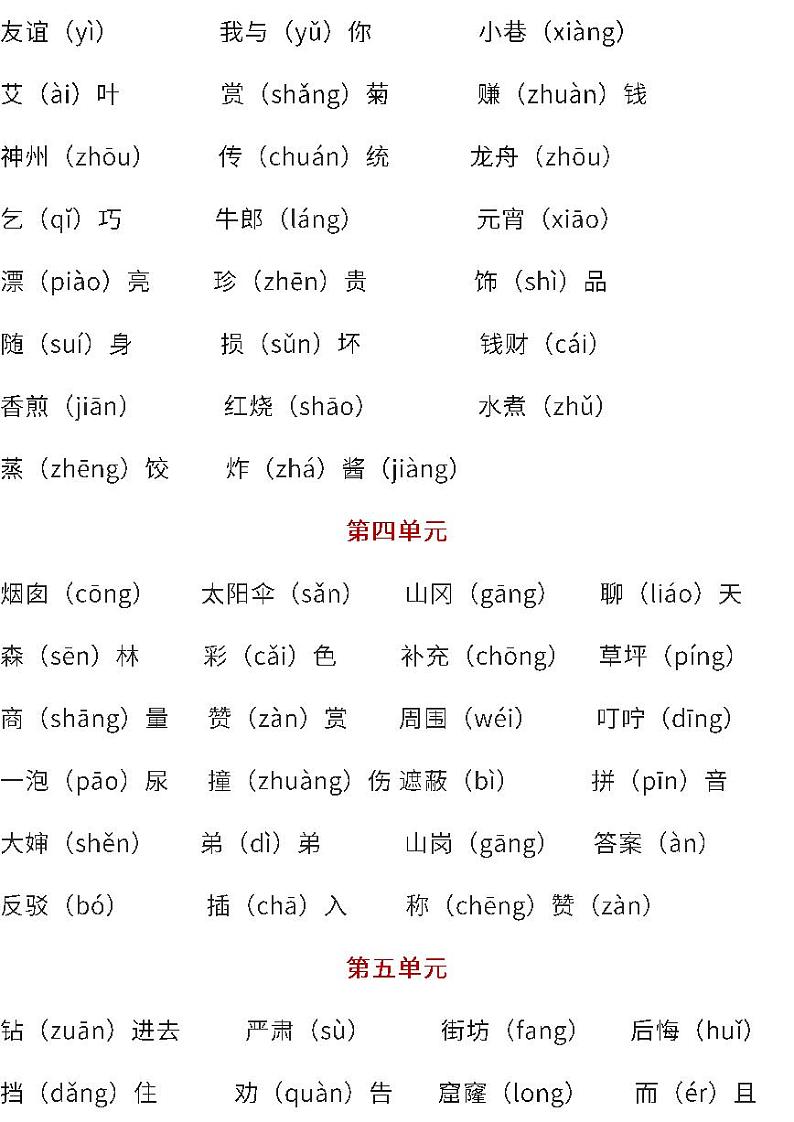 部编版语文二年级下册易错读音汇总 学案02