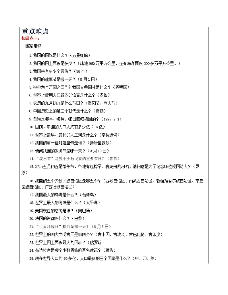 四年级下册语文讲义-培优专题讲练：第8讲：百科知识“你来说”与如何写好一件事（学生版）（教师版+学生版）人教部编版（2份打包）03