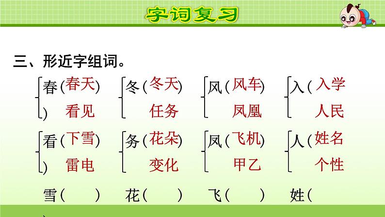 部编版语文一年级下册第1单元期末复习课件05