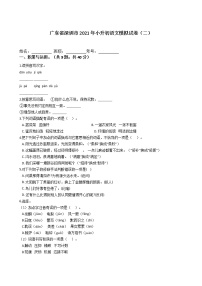 六年级语文下册试题 广东省深圳市2020-2021学年小升初语文模拟试卷（二）（含答案）部编版