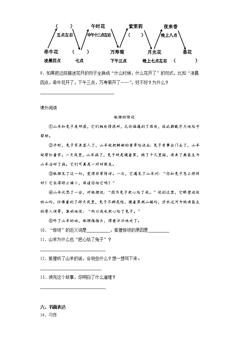 2020-2021学年河南省平顶山市舞钢市部编版三年级下册期中调研语文试卷（word版 含答案）03