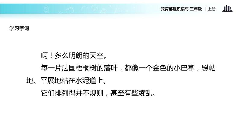 教学课件人教部编版三年级语文上册《铺满金色巴掌的水泥道》（语文部编三上）第8页