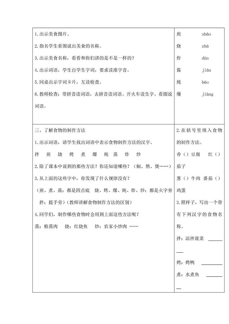 部编版人教版二年级语文下册《识字4中国美食》精品教案教学设计小学优秀公开课5第2页