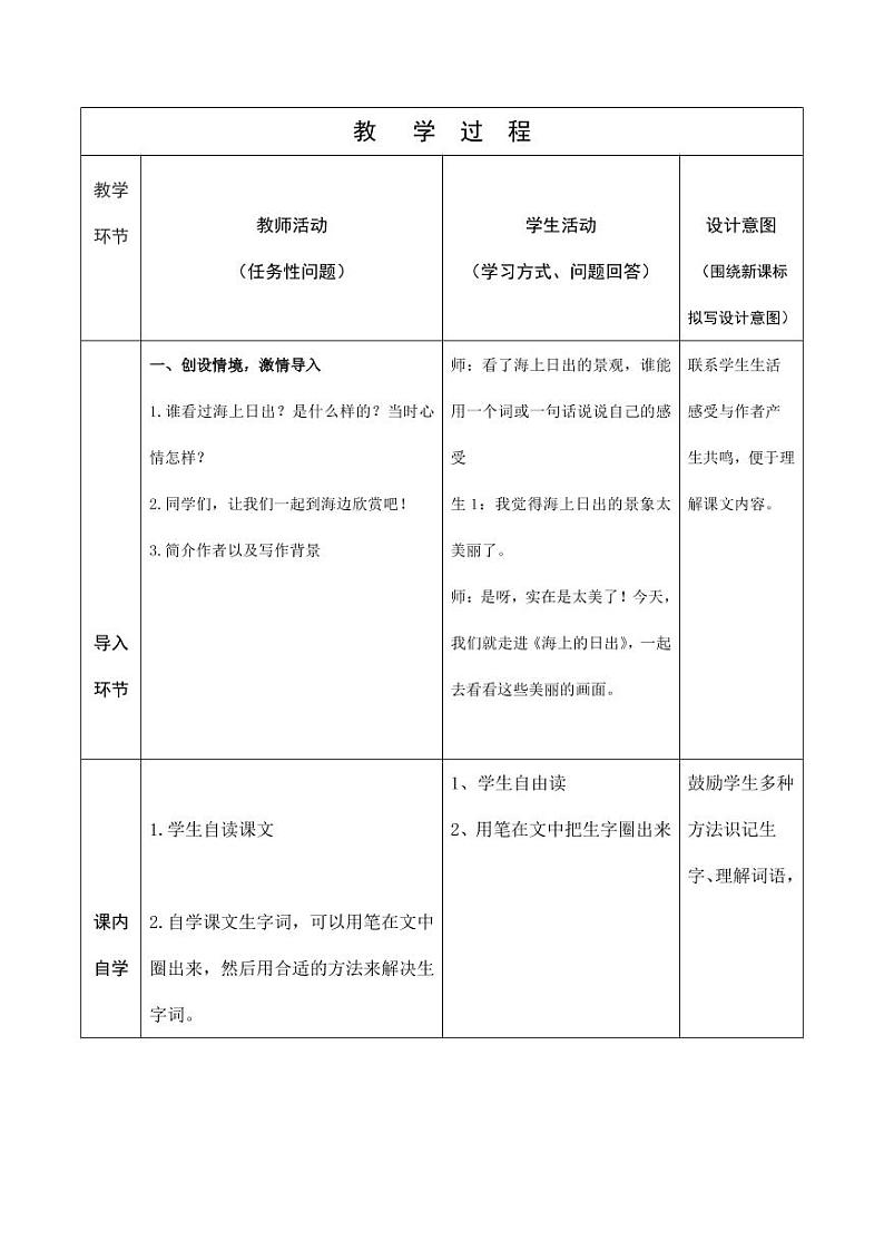 部编版人教版四年级语文下册《16海上日出》精品教案教学设计小学优秀公开课6第2页