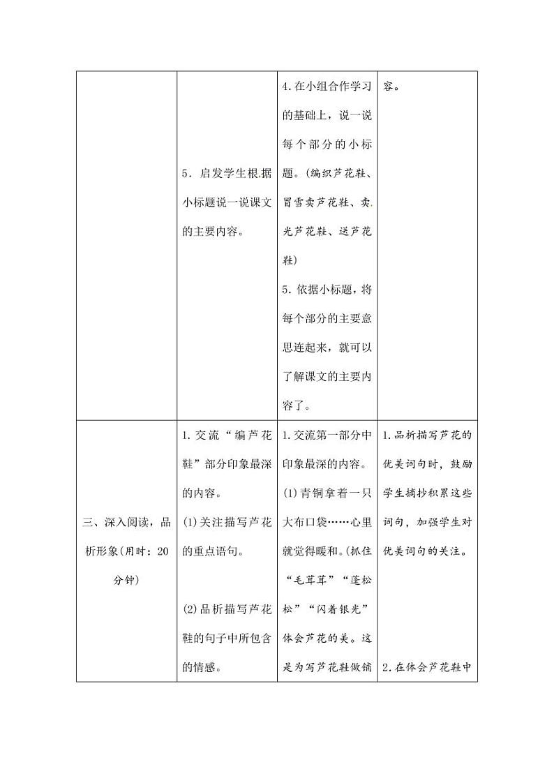 部编版人教版四年级语文下册《20芦花鞋》精品导学案教案设计小学优秀公开课03