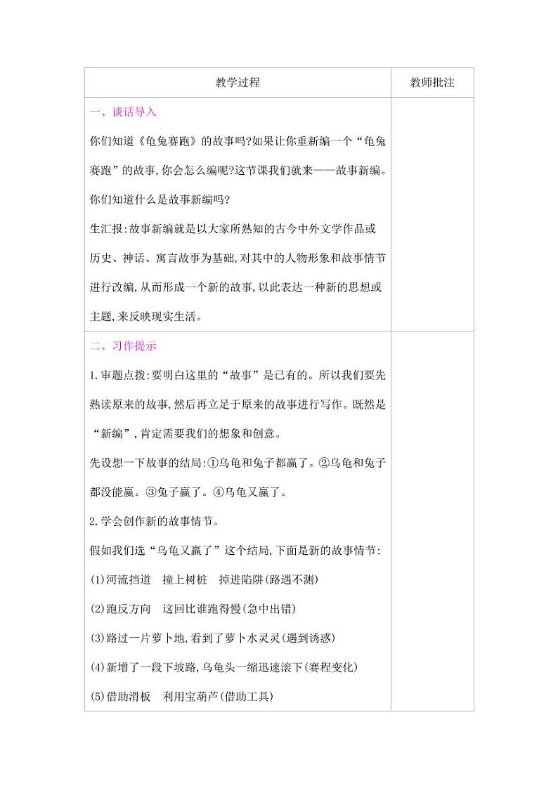 部编版人教版四年级语文下册习作《故事新编》精品教案教学设计小学优秀公开课602