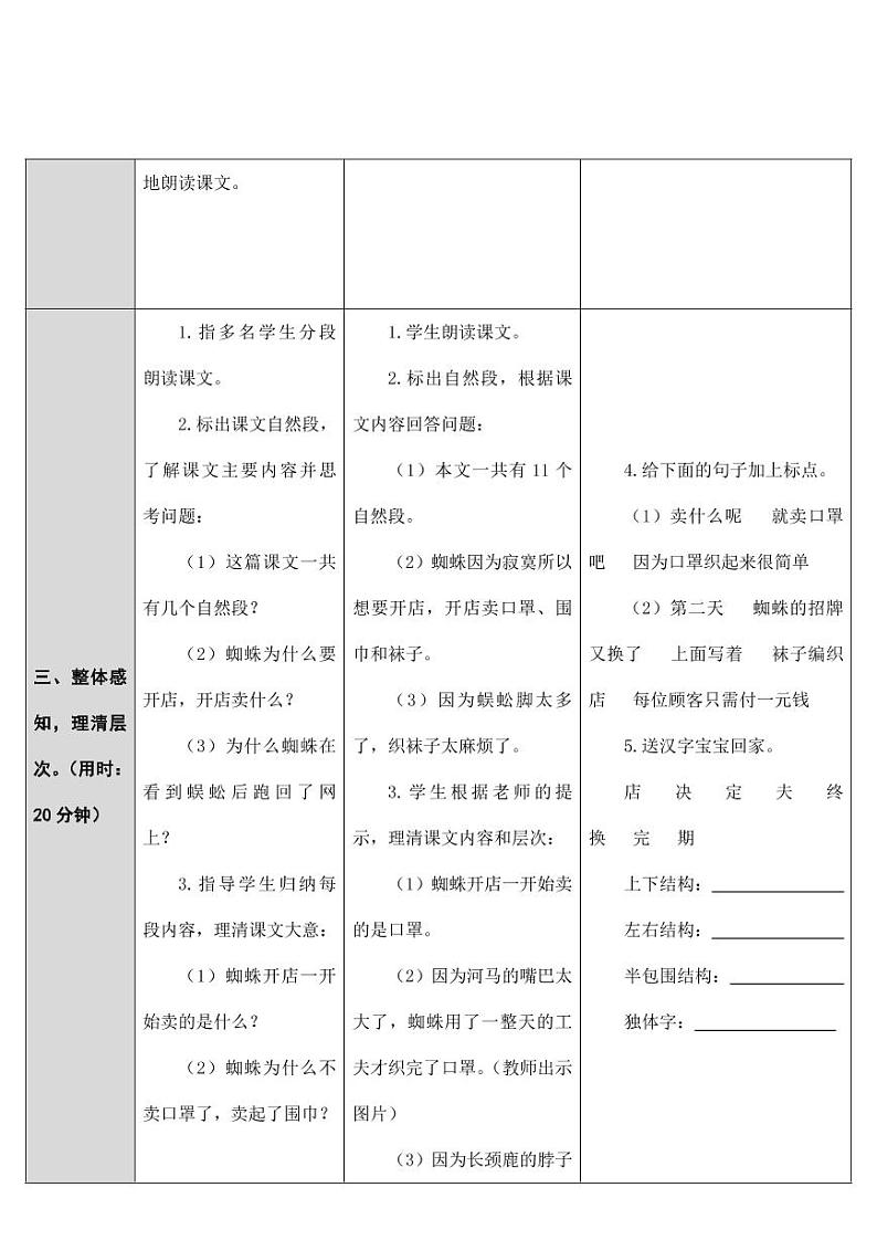 部编版人教版二年级语文下册《20蜘蛛开店》教学设计精品教案小学优秀公开课3第3页