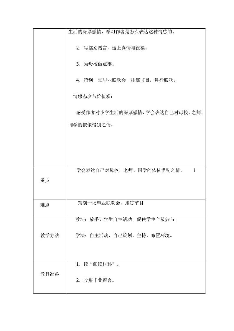 部编版人教版六年级语文下册《综合性学习：依依惜别》精品教案教学设计小学优秀公开课1第2页
