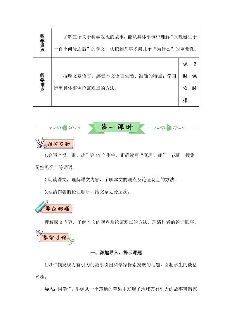 部编版人教版六年级语文下册《15真理诞生于一百个问号之后》教案教学设计小学优秀公开课3第2页