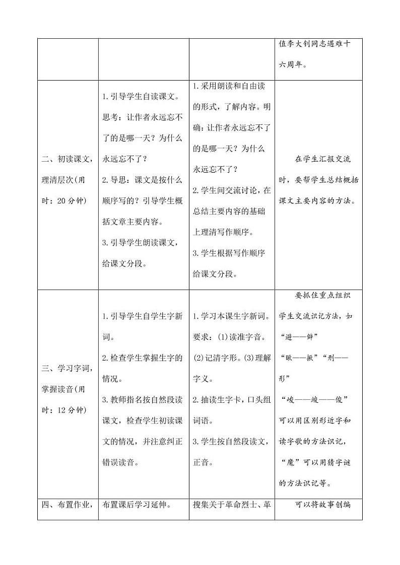 部编版人教版六年级语文下册《11十六年前的回忆》导学案教案设计小学优秀公开课02