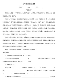 新部编版三年级语文下册《专项练习：阅读训练题》练习题