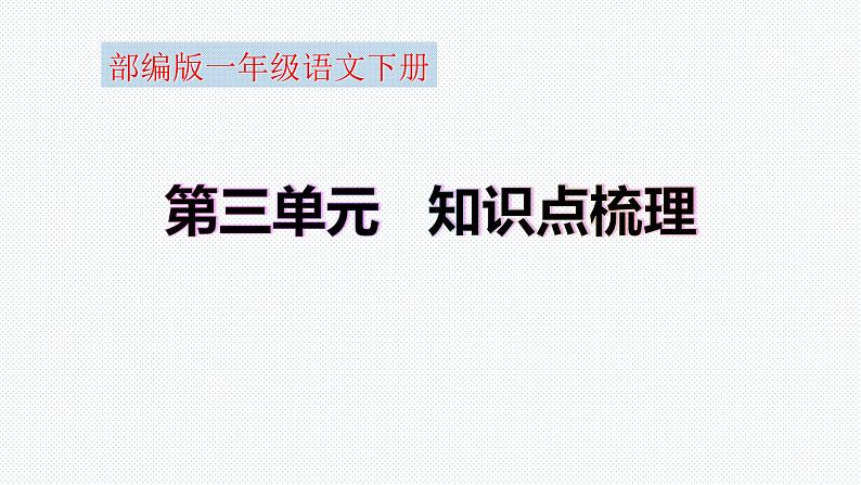 【复习总课件】部编版一年级语文下册第三单元知识点梳理（课件）(共28张PPT)01