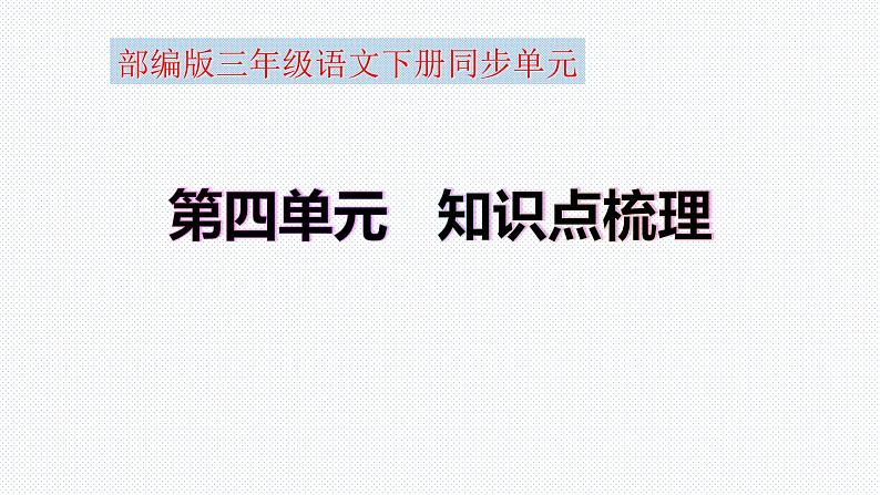 【复习总课件】部编版三年级语文下册《第四单元知识点梳理》PPT课件(共38张PPT)01