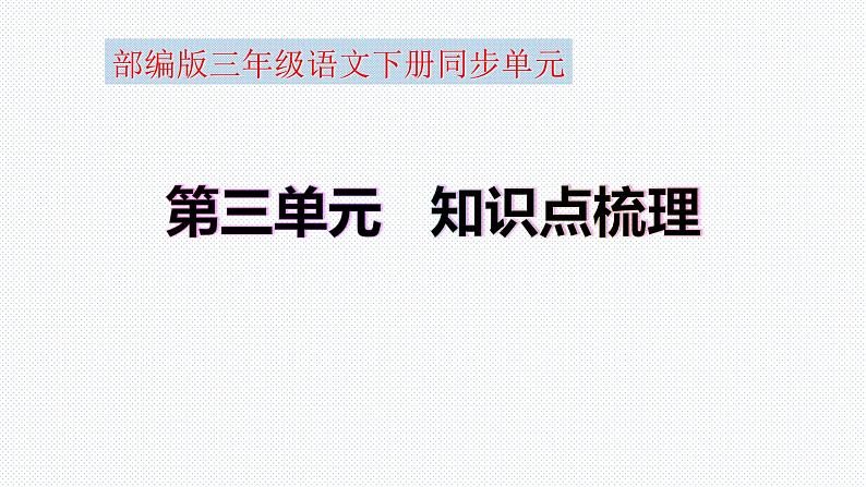 【复习总课件】部编版三年级语文下册《第三单元知识点梳理》PPT课件(共44张PPT)01