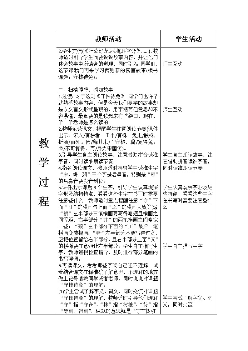 人教部编版小学语文三年级下册2.5 《守株待兔》课件+教案+素材02