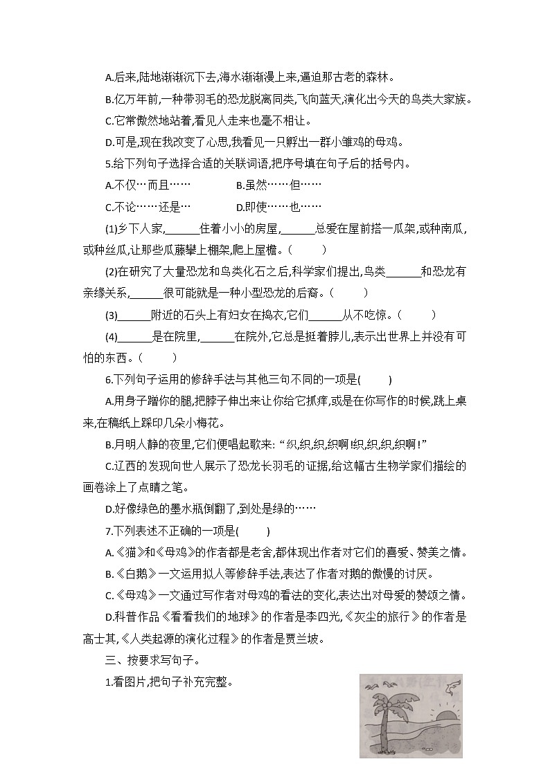 四年级下册语文试题—期中检测卷（含答案）部编版02