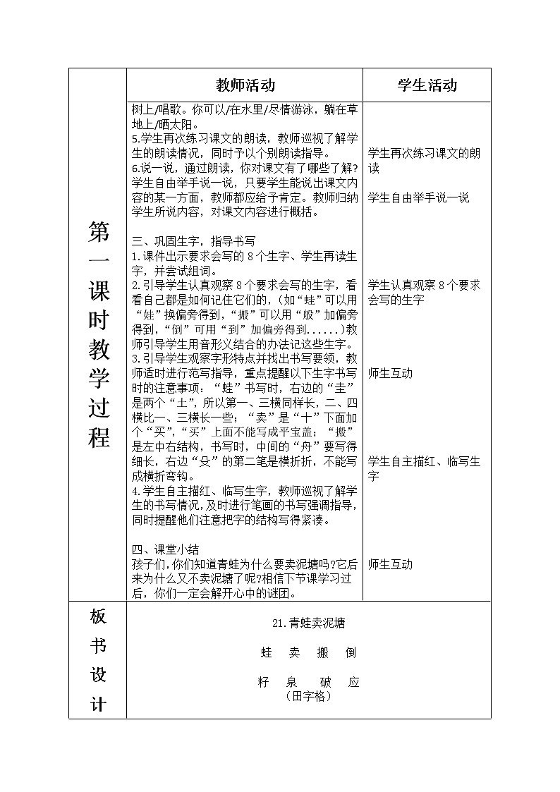 人教部编版语文二年级下册7.21《 青蛙卖泥塘》课件+教案+素材03