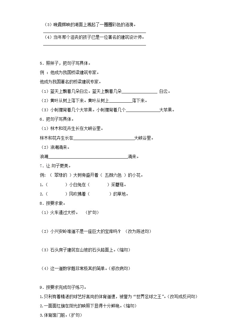 小升初语文知识专项训练（基础知识二）-4.扩句、缩句（24页）02