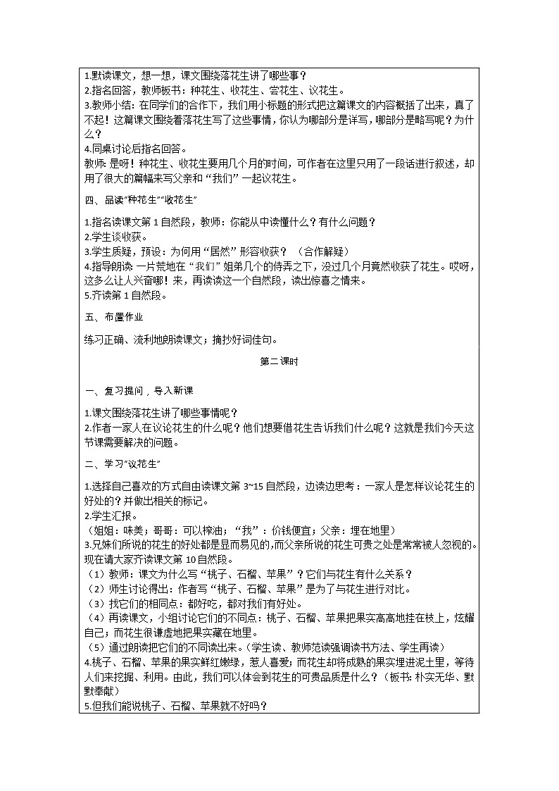 部编版小学语文五年级上册 第1单元 2  落花生 教案02