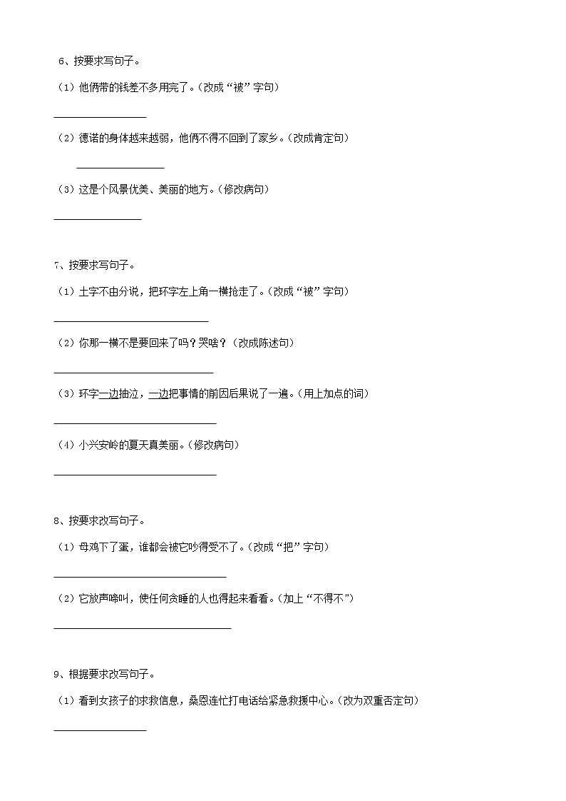 19小升初句法句式-双重否定句-句式变换-标点符号（17页） 试卷02